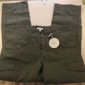 Olive Green cargo pants with adjustable ankles